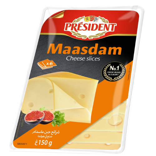 جبنة ماسدام شرائح 150جم بريذدنت