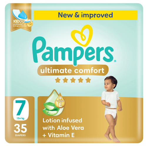 حفاضات بامبرز راحة قصوى مقاس 7، 15+ كجم 35 حفاضة