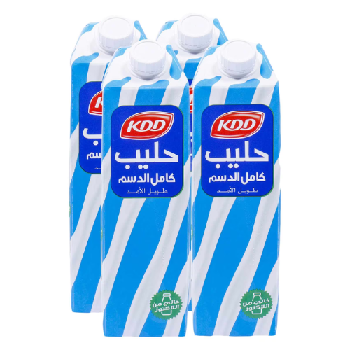حليب كي دي دي كامل الدسم طويل الأمد خالي لاكتوز 4 × 1لتر