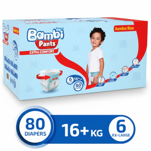 حفاظات أطفال بامبي جامبو كلوت كرتون كبير جدا 80 رقم 6