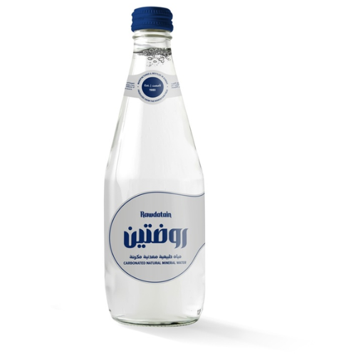 مياه معدنية مكربنة عبوة زجاج روضتين 430 مل