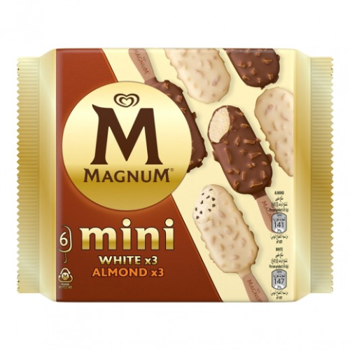 ايس كريم ميني باللوز ابيض (6حبه) نوعين والز-ماجنوم  330مل