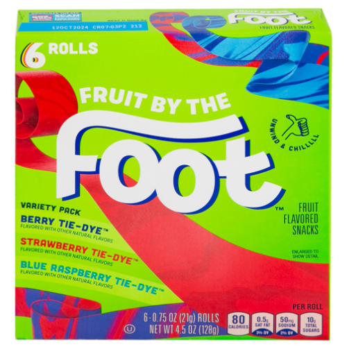 عبوة متنوعة من سناكات فروت باي ذا فوت من جنرال ميلز، 6 قطع، 128 جم