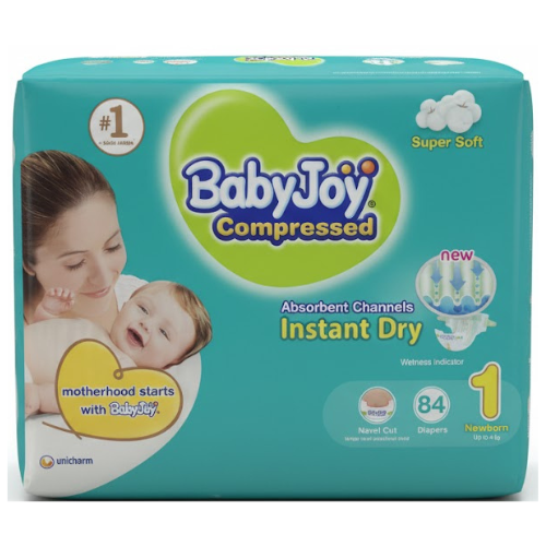 حفاضات بيبي جوي مضغوطة مقاس 1 حديثي الولادة حتى 4 كجم 84 حبة