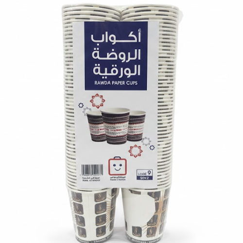 اكواب ورقية 9 اونص 100 حبة الروضة