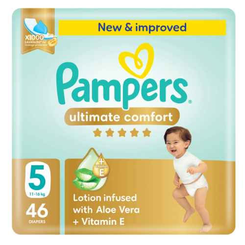 بامبرز ألتيميت كومفورت حفاضات، مقاس 5 11-16 كجم 46 حبة
