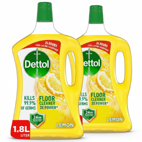 ديتول منظف الأرضيات القوي برائحة الليمون عبوة اقتصادية 2 × 1.8 لتر