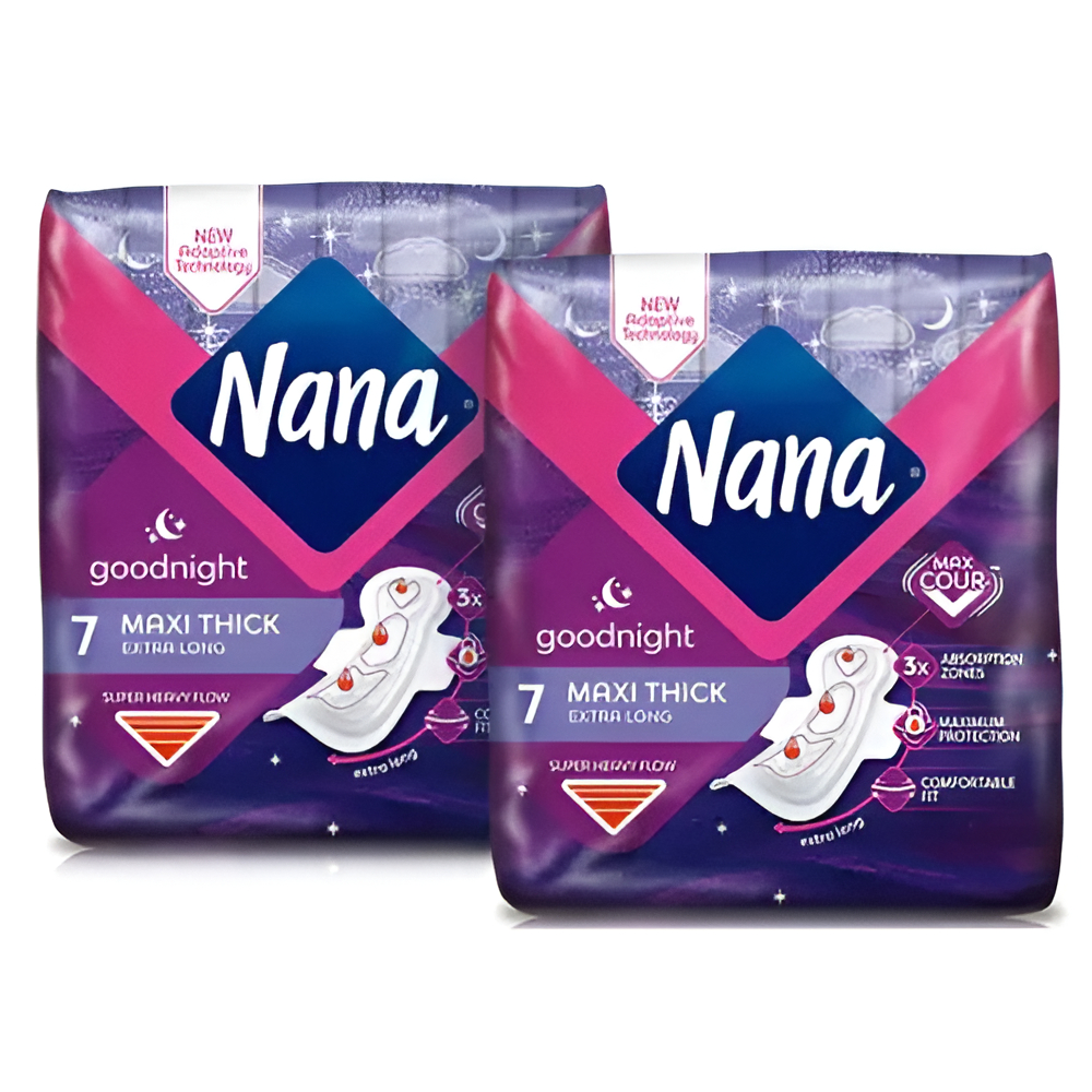 فوط نانا ماكسي سميكة جداً طويلة حماية ليلية 2×7 فوط