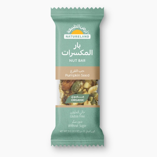 بار المكسرات حب القرع عضوي ارض الطبيعة 25جم