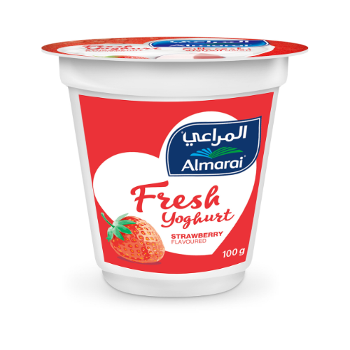 زبادي طازج بنكهة الفراولة 100جم المراعي