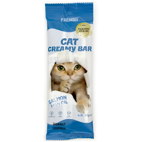 فاينبي طعام كريمي للقطط بالسلمون وزيت السمك 4 × 15 جرام