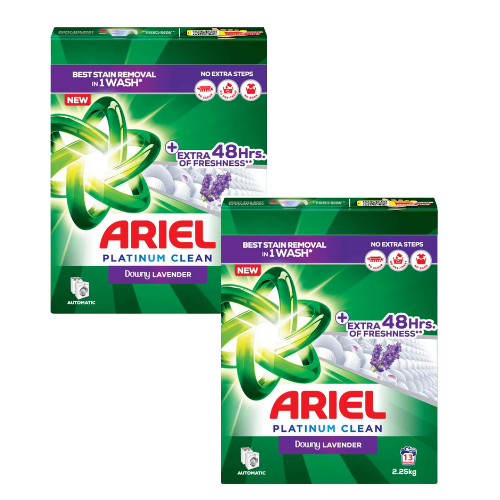 اريال أتوماتيك مسحوق سريع الذوبان مع داوني برائحة اللافندر 2 × 2.25 كجم