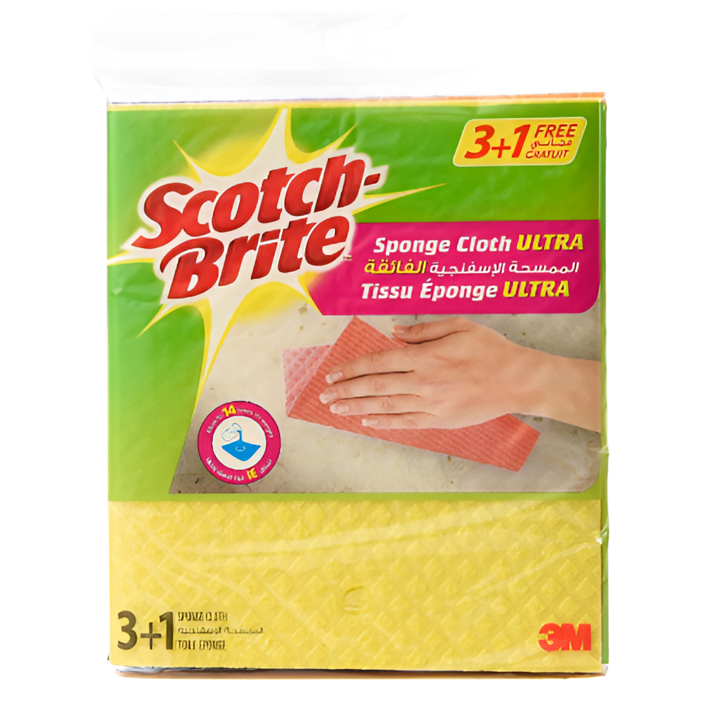 فوط إسفنجية فائقة الامتصاص سكوتش-برايت ألترا، 3+1 حبة