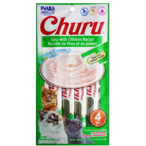 تونا إينابا شورو مع وصفة الدجاج مكافآت القطط 4 × 14 جرام