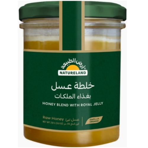 خلطة عسل غذاء الملكات عضوي 250غ ارض الطبيعة