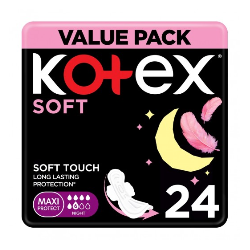 كوتكس فوط نسائية سوفت ماكسي حماية ليلية تدوم طويلا 24 فوطة