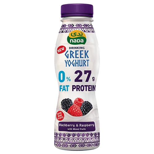 ندى مشروب زبادي يوناني 0% دهون بالتوت الأسود والأحمر 330 مل