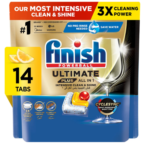 فينيش باور بول ألتميت بلس، الكل في 1، تنظيف مكثف ولمعان ماسي 14 قرصاً