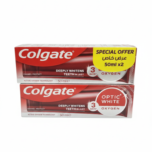 ع/ 2 حبة معجون اسنان اوبتيك اكسجين 50 مل