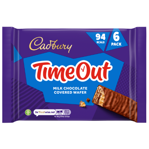 ويفر رقائق مغطى بشوكولاتة الحليب تايم أوت من كادبوري، 6 × 18 جم