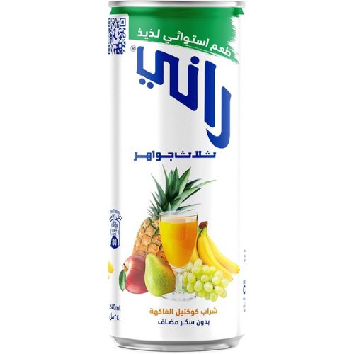 شراب كوكتيل الفواكه بثلاث قطع راني 240 مل