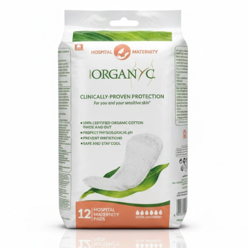 فوط صحية الأيام الأولى بعد الولادة اورجانيك 100% قطن 12 فوطة