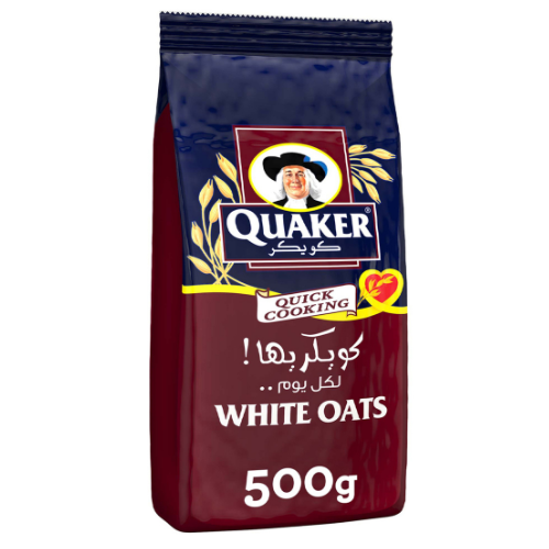 شوفان كويكر أبيض سريع التحضير 500 جرام