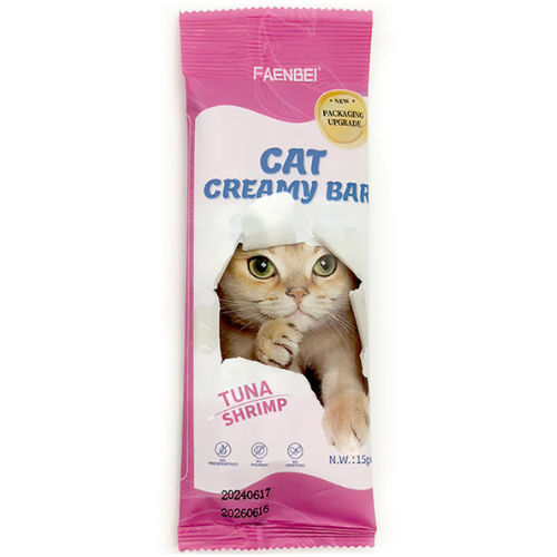 فاينبي طعام كريمي للقطط بالتونا والروبيان 4 × 15 جرام