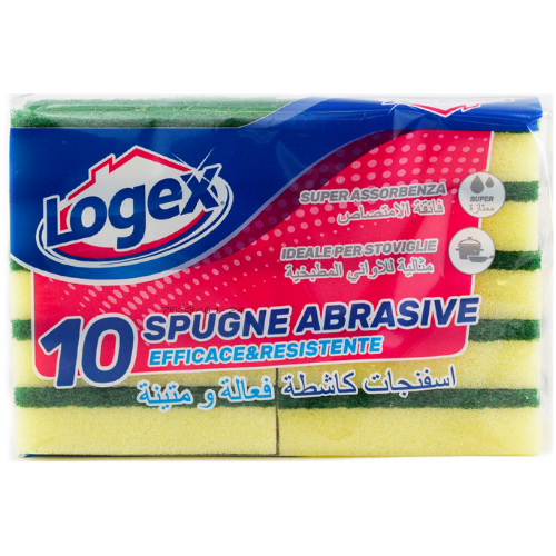 لوجيكس - 10 قطع إسفنج مع سلك كاشط