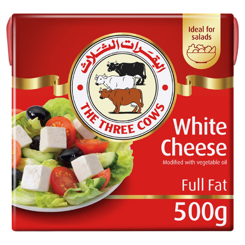 جبنة بيضاء كاملة الدسم البقرات الثلاث، 500 جم