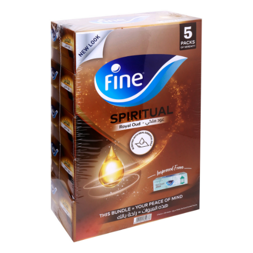 فاين مناديل وجه برائحة العود الفضي الروحي بطبقتين 5 × 120 ورقة