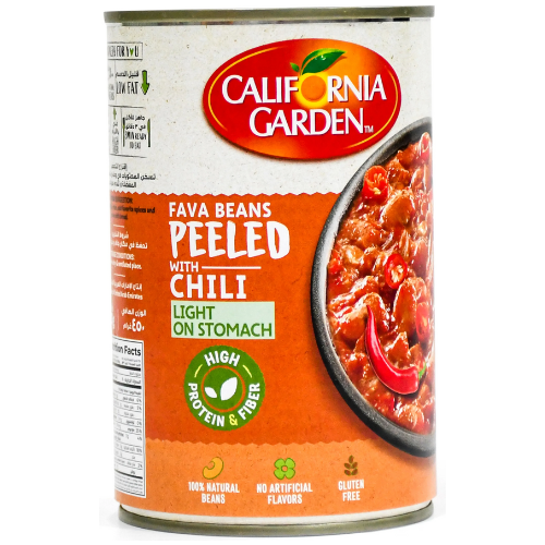 حدائق كاليفورنيا فول مدمس مقشور بالفلفل الحار، 450 غرام