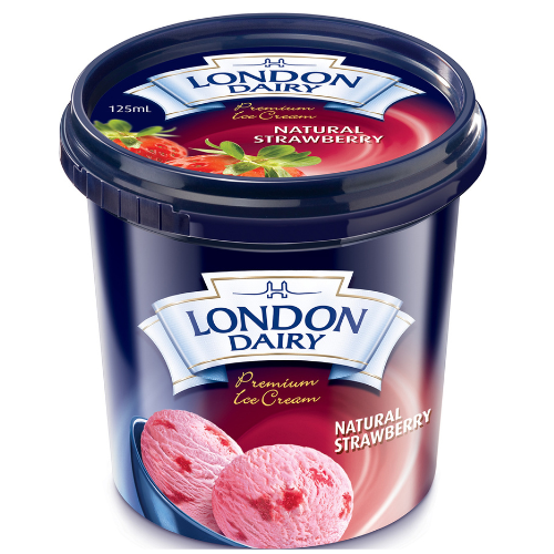 آيس كريم لندن ديري فراولة طبيعية 125 مل
