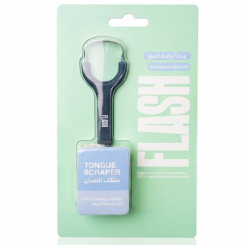 منظف لسان فلاش ازرق مع حافظة للسفر