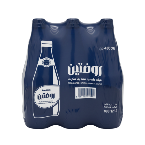 مياه معدنية مكربنة عبوة زجاج روضتين 6 × 430 مل