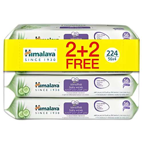 مناديل مبللة للاطفال مبللة تلطيف وحماية هيمالايا 56 منديل (2+2 مجانا)