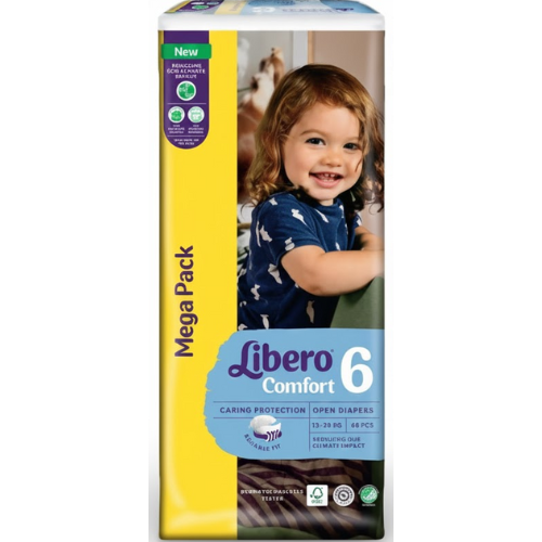 حفاضات ليبيرو كومفورت، مقاس 6، 13-20 كجم، 68 حفاضة