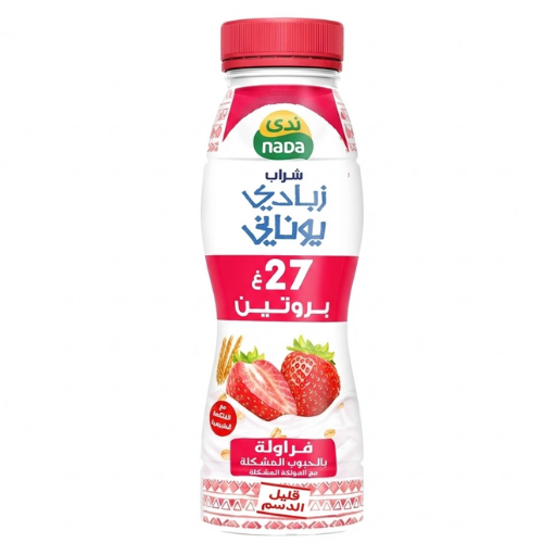 شراب زبادي يوناني فراولة بالحبوب المشكلة قليل الدسم 330 م