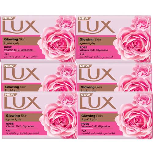 صابون لوكس لبشرة متوهجة، برائحة الورد الناعم وفيتامين 6*120 جم
