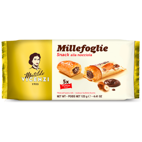 رول سناك محشي بكريمة البندق للتحلية 125جم فيجينزى