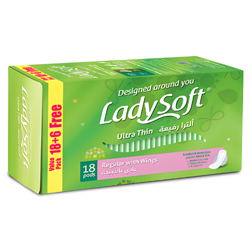 ليدي سوفت رفيعة عادي اجنحة 18 + 6 مجاني