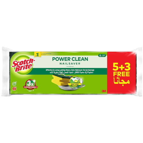 إسفنجة تنظيف قوية لحماية الأظافر سكوتش-برايت، 5 + 3 حبات مجانية