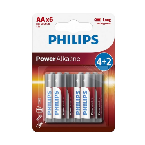بطاريات ألكلين فيليبس AA (4+2)