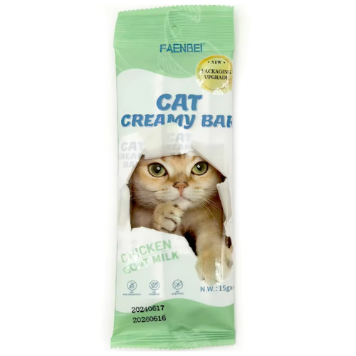 فاينبي طعام كريمي للقطط بالدجاج وحليب الماعز 4 × 15 جرام