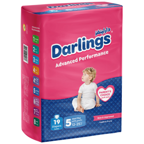 حفاضات دارلينجز أدفانسد بيرفورمانس مقاس 5 ماكسي بلس 12-25 كغ 19 قطعة