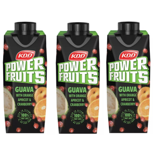 عصير فواكه القوة كي دي دي بالجوافة والبرتقال والمشمش والتوت البري 3 × 250 مل