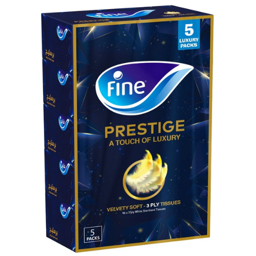 فاين مناديل الوجه بريستيج 96 سحب 3 طبقات 5 قطع