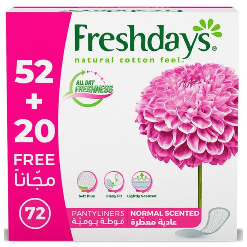 فوط يومية فريش دايز عادية ومعطرة، 72 قطعة