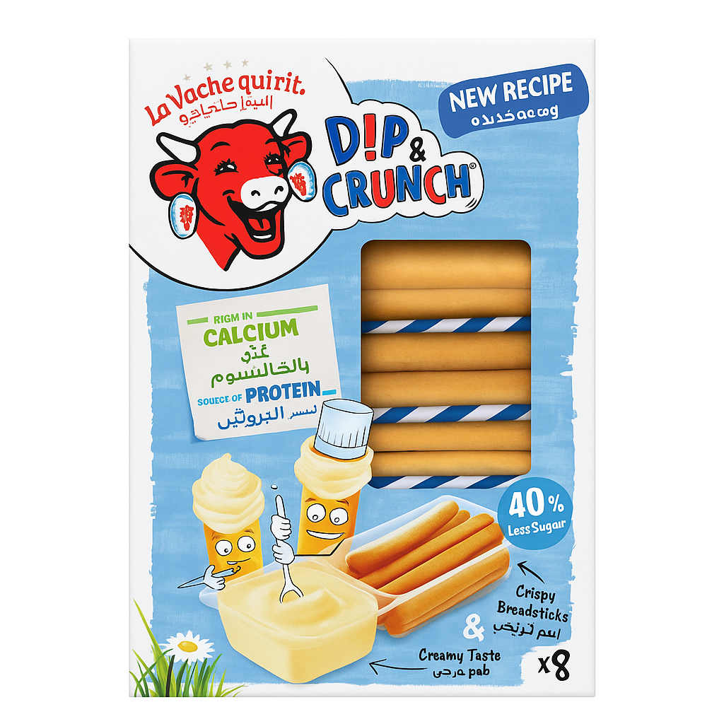 جبنة قابلة للدهن كاملة دسم مع اصابع خبز لافاش كيري 8*35جم