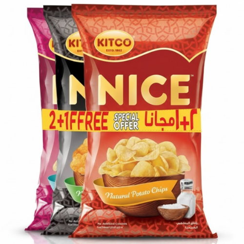 نايس شيبس البطاطس نكهات متنوعة 3 × 110 جم